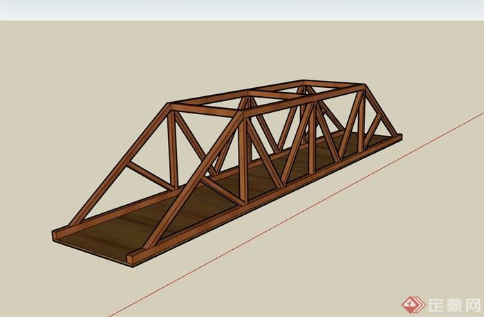 全木质详细的园桥素材设计su模型