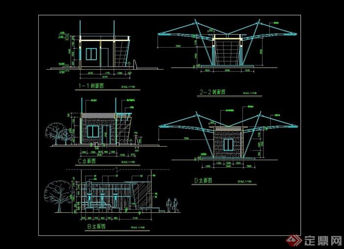 小区景观钢结构大门设计cad图