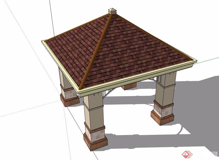 欧式经典完整详细的亭子素材设计su模型