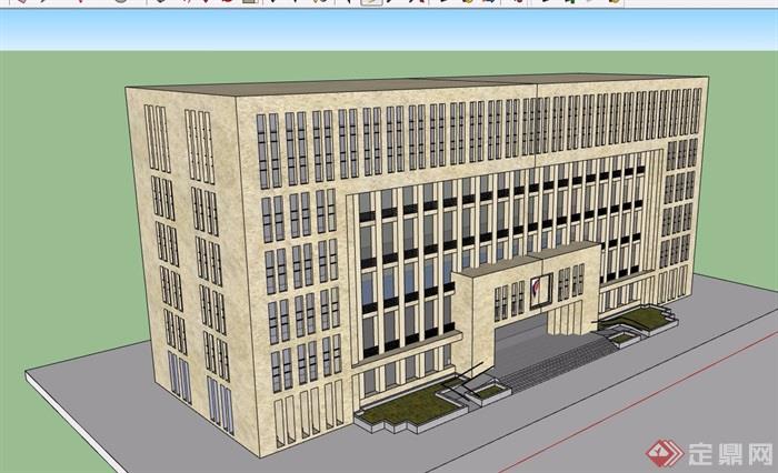 六层详细的办公楼完整建筑设计su模型