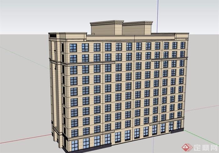10层详细的办公楼完整设计su模型