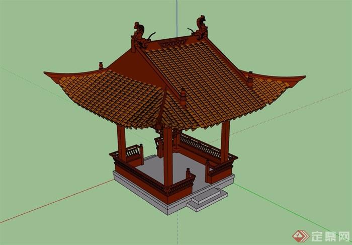 歇山方亭详细设计su模型