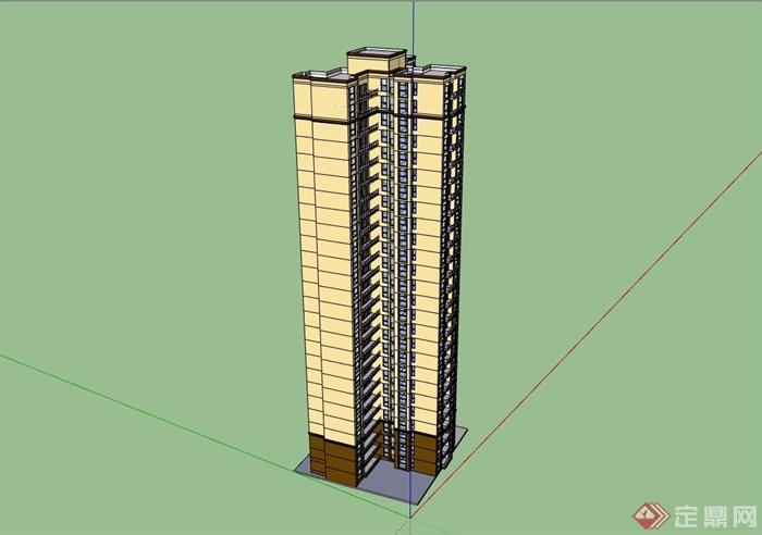 现代整体详细的高层住宅小区楼设计su模型