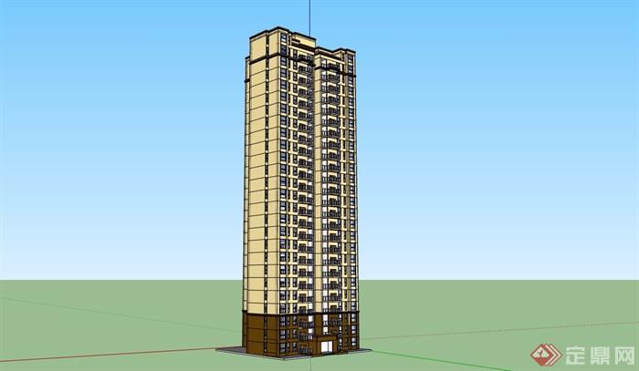 现代整体详细的高层住宅小区楼设计su模型