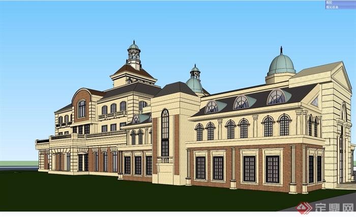 欧式古典酒店项目建筑su模型