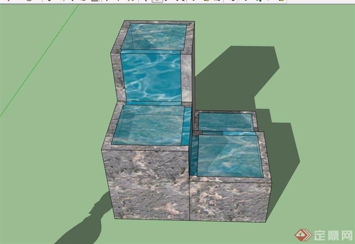 某详细的台阶水池景观设计su模型
