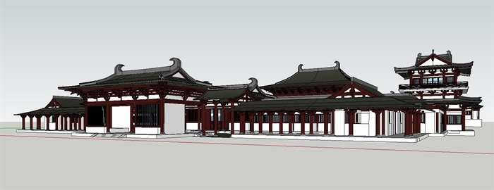 中式风格古建寺庙庙宇建筑的su模型[原创]