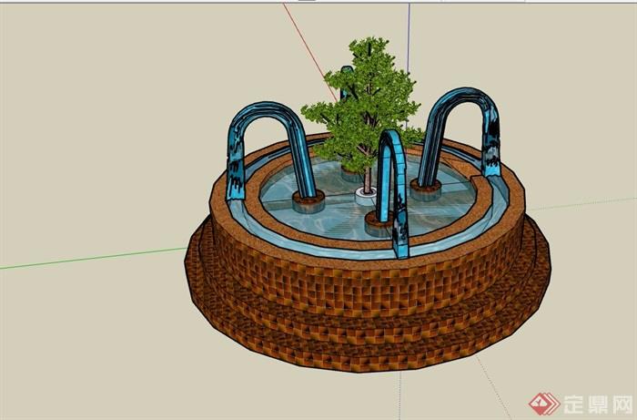 详细的完整详细的圆形水池设计模型