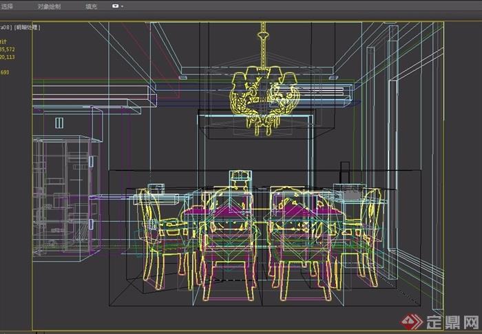 住宅详细的室内餐厅空间装饰3d模型及效果图