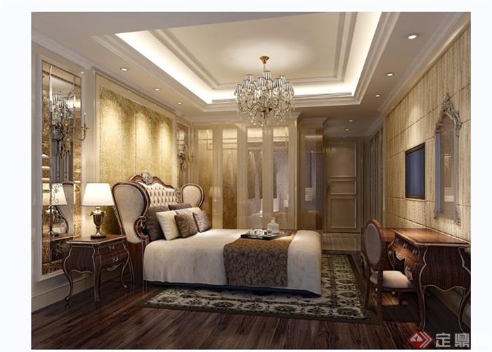 某欧式风格详细完整的卧室装饰设计3d模型及效果图
