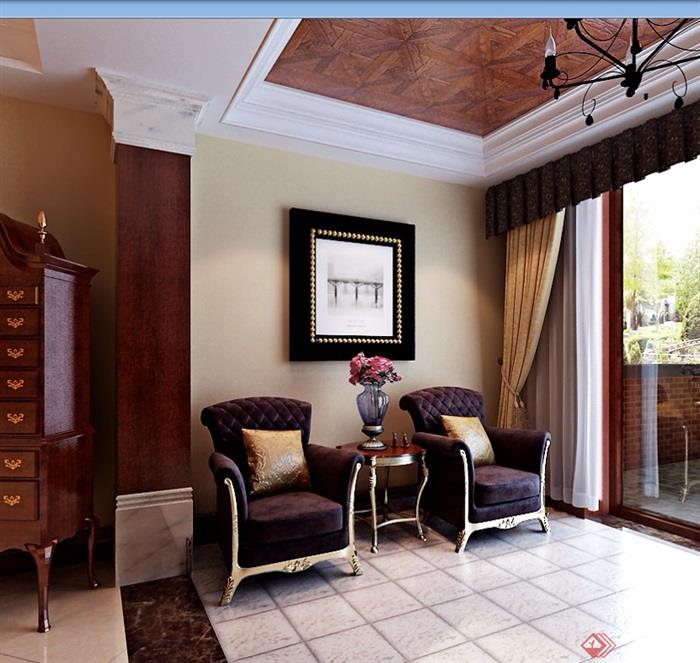 某详细的完整住宅室内客厅装饰3d模型及效果图