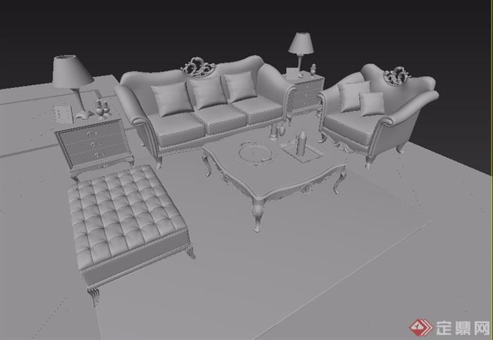 欧式沙发茶几素材详细设计3d模型