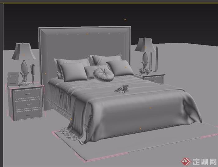现代室内卧室床详细完整素材设计3d模型
