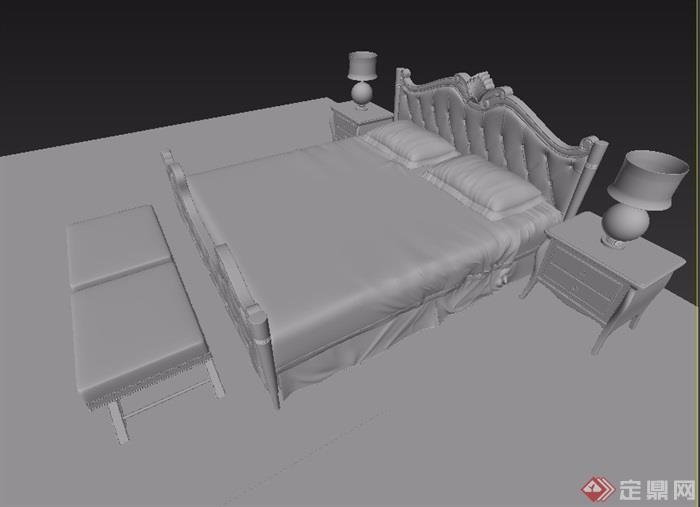 独特欧式室内卧室床设计3d模型