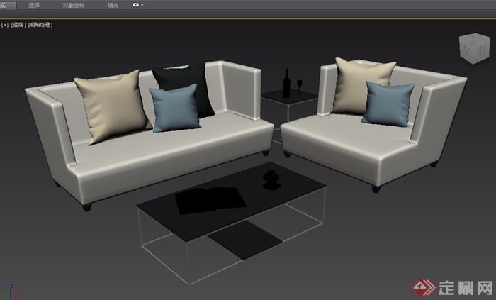 现代风格室内沙发茶几家具组合3d模型