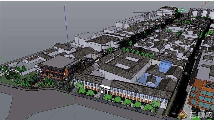 某中式宽窄巷子建筑设计su模型