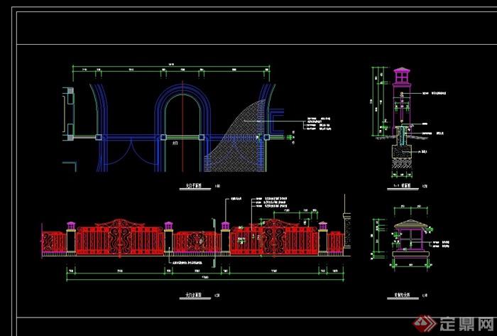 欧式风格铁艺大门素材设计cad施工图
