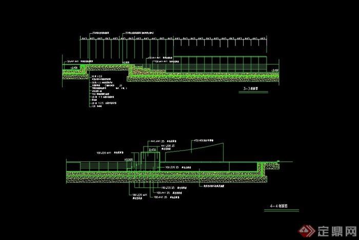 园林景观详细的栈道设计cad剖面图