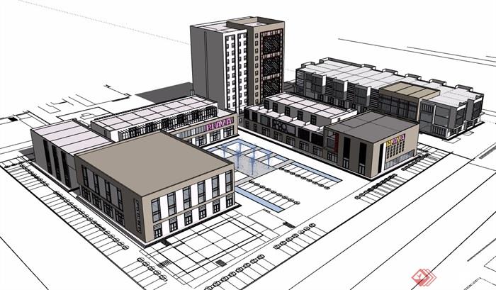 某现代风格商业办公综合楼设计su模型