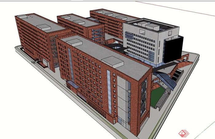 某现代风格详细的多层学校完整建筑楼设计su模型