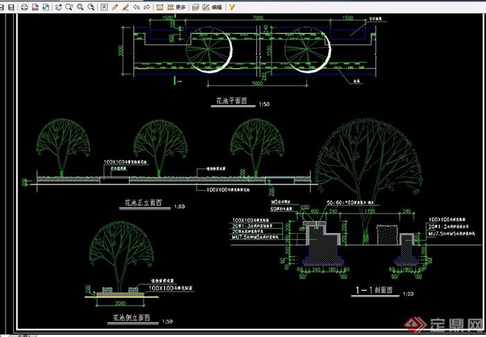 园林景观种植池花池素材设计cad施工图