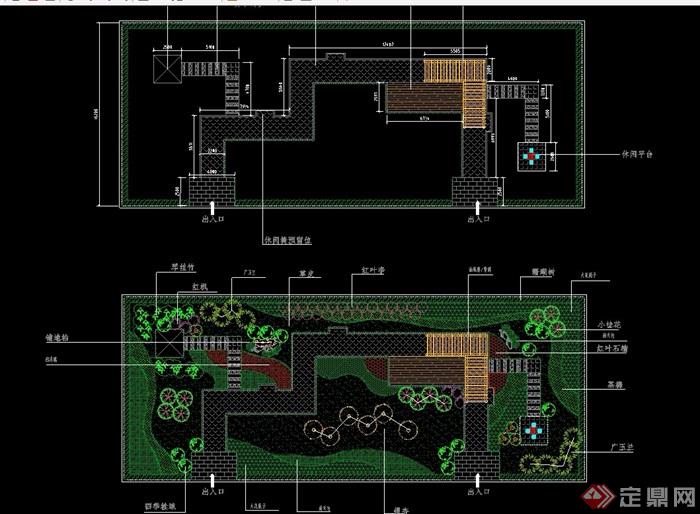 详细的单位绿化及屋顶花园绿化cad施工图