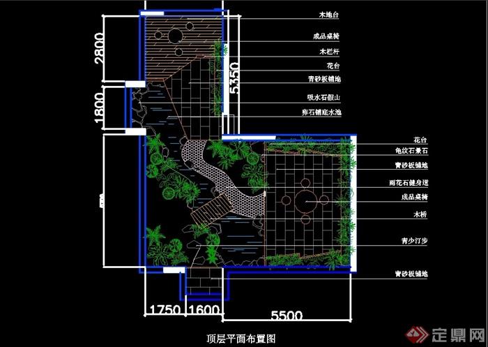 现代屋顶花园平面cad布置图