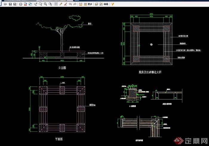 scheme 3] 方形树池坐凳设计cad施工图,图纸包含了详细的材料及尺寸