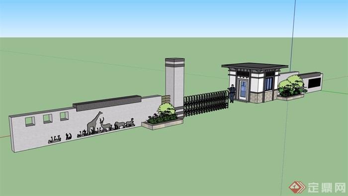 某详细的完整入口大门设计su模型