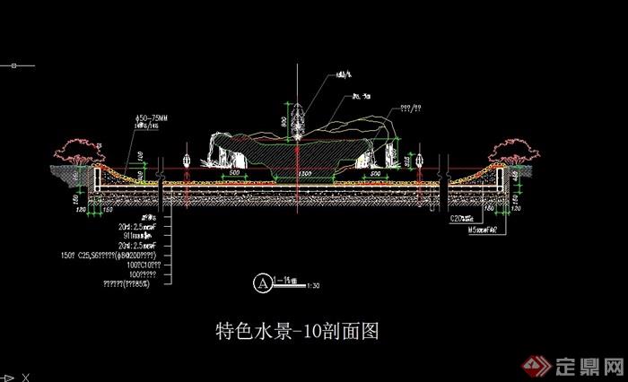 园林景观详细的水景喷泉设计cad施工图