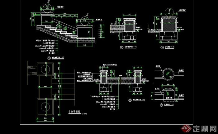 详细的园林景观台阶cad详图