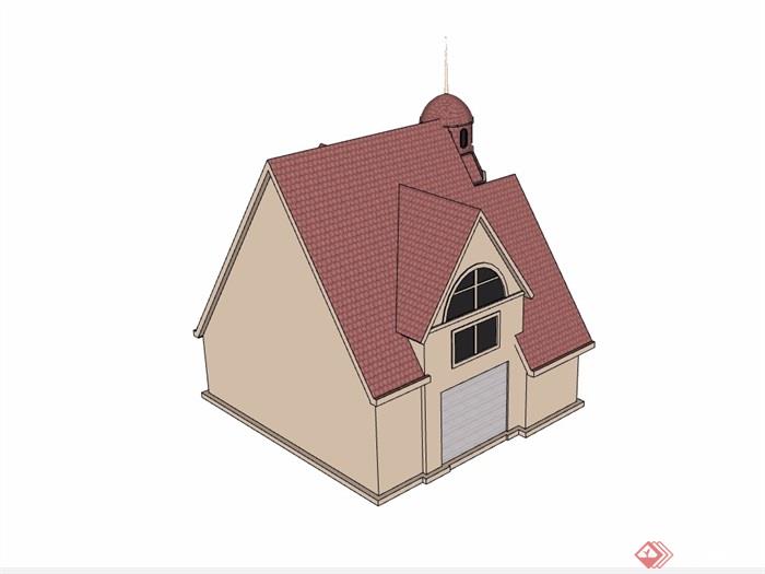 欧式风格详细的居住别墅住宅建筑设计su模型