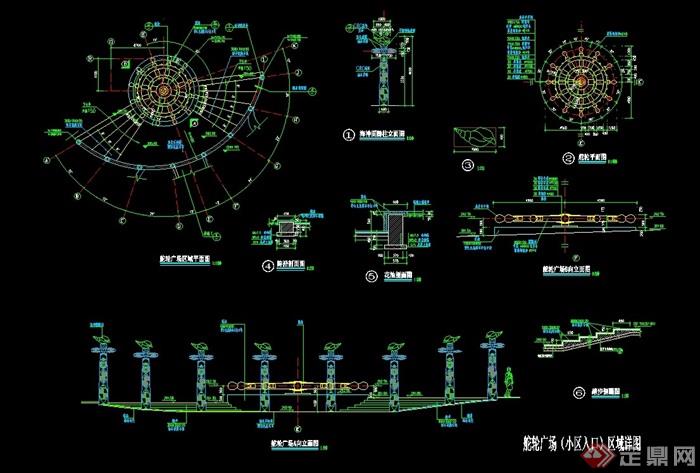 园林景观广场雕塑小品设计cad施工图