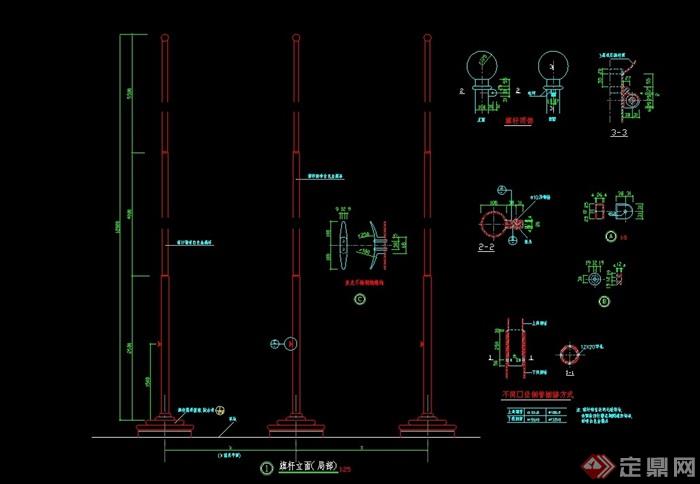 园林景观节点旗杆小品设计cad施工图