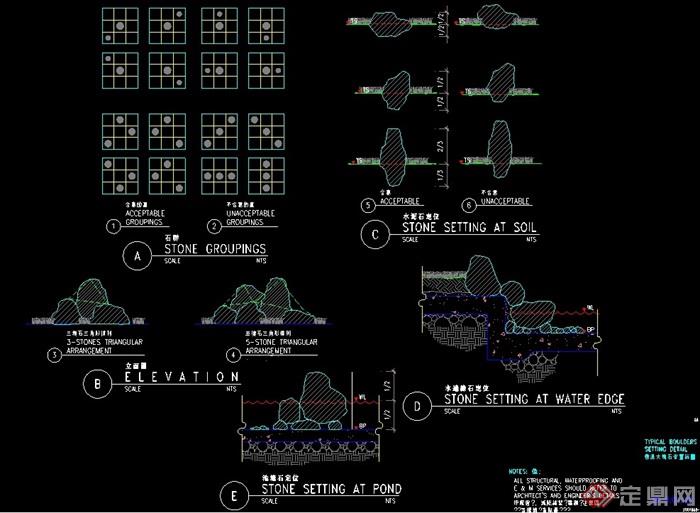 景石假石石头景石石头自然石景观石假石详细设计cad施工图,图纸包含了
