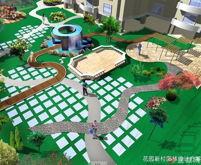 某商住广场空中花园设计cad,3d及效果图