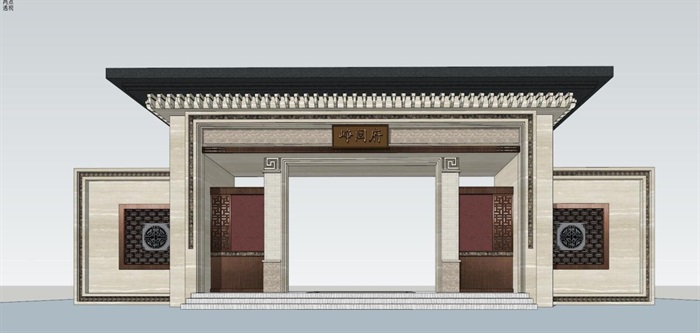 4个泰禾院子中式门头景观方案su模型原创