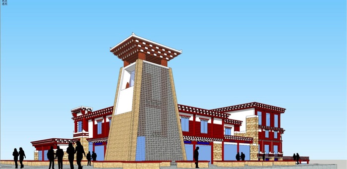藏式少数民族碉楼建筑方案su模型[原创]