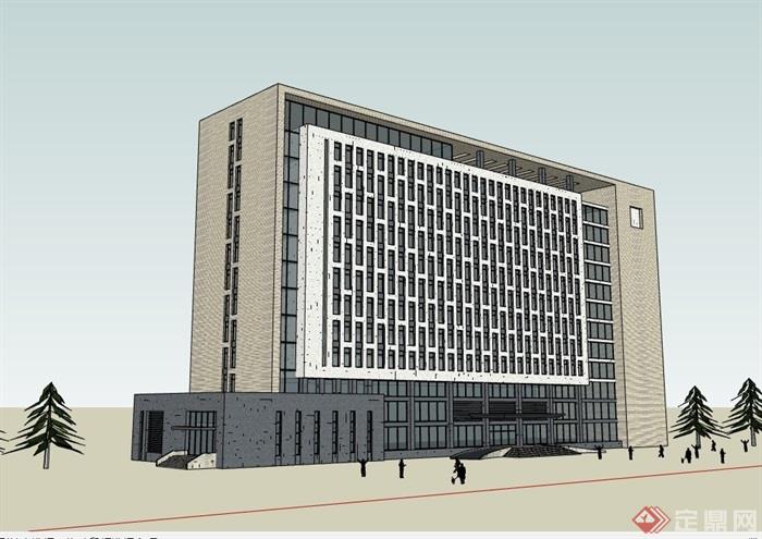 现代风格政府办公楼建筑楼设计su模型