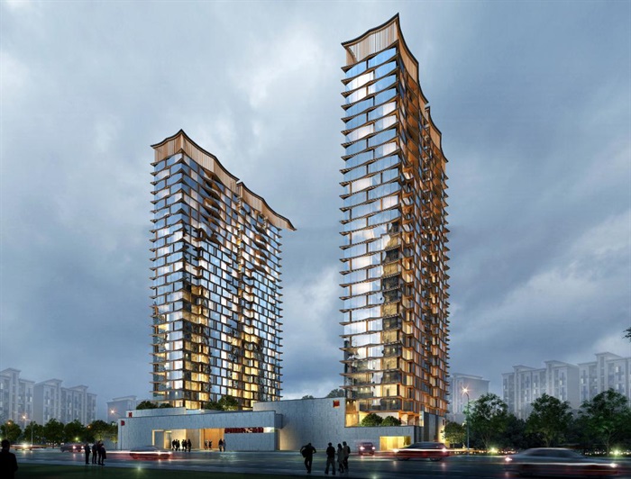 两个南京建发新中式公寓住宅建筑与景观方案su模型