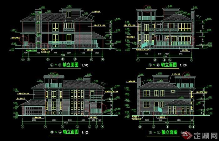 中式风格详细的经典完整的别墅建筑设计cad施工图