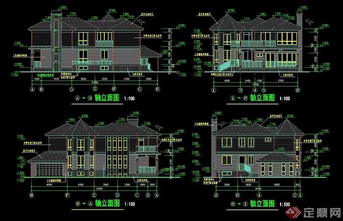 中式风格详细的经典完整的别墅建筑设计cad施工图