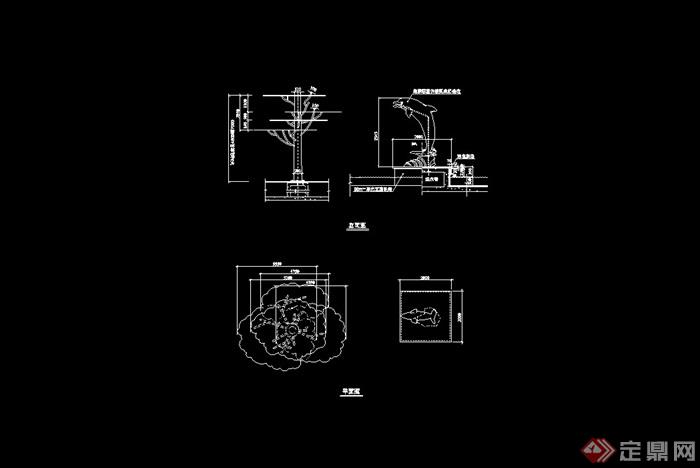 完整的详细独特雕塑节点cad施工图