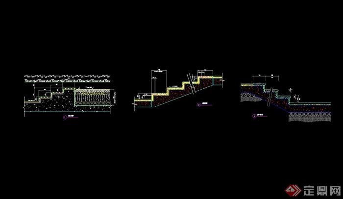 详细的整体台阶踏步cad施工图