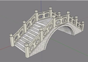 中式详细的拱桥园桥设计SU(草图大师)模型