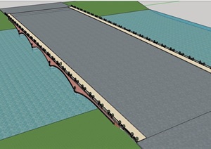 园林景观详细的交通桥素材设计SU(草图大师)模型