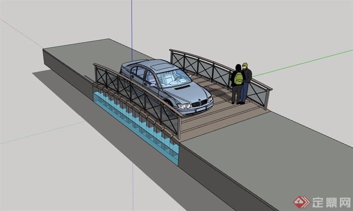 详细的经典过河桥素材设计su模型