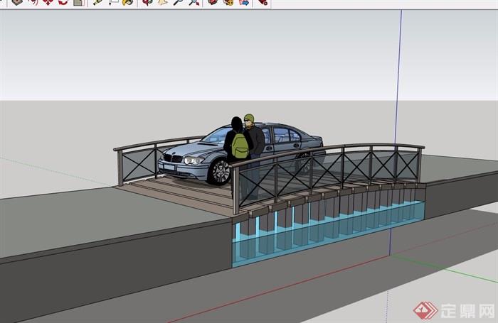 详细的经典过河桥素材设计su模型