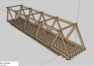 全木质园林景观过河桥素材设计SU(草图大师)模型