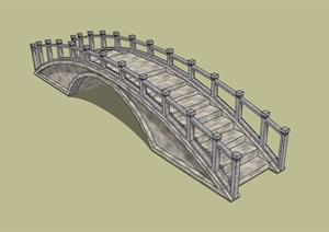 中式详细的景观园桥素材设计SU(草图大师)模型